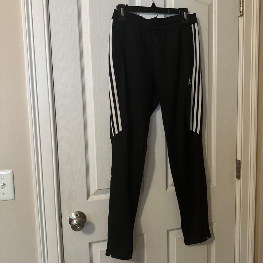 Classic Athletic Women’s Adidas Black Pants with White Side Stripes